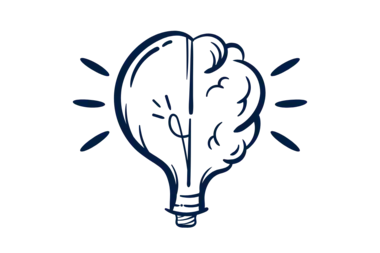 Glühbirne mit Lichteffekten, symbolisiert eine Idee oder Innovation.