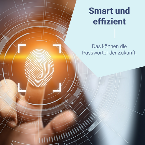 Fingerabdruck auf einer Glasplatte mit dem Text smart und effizient